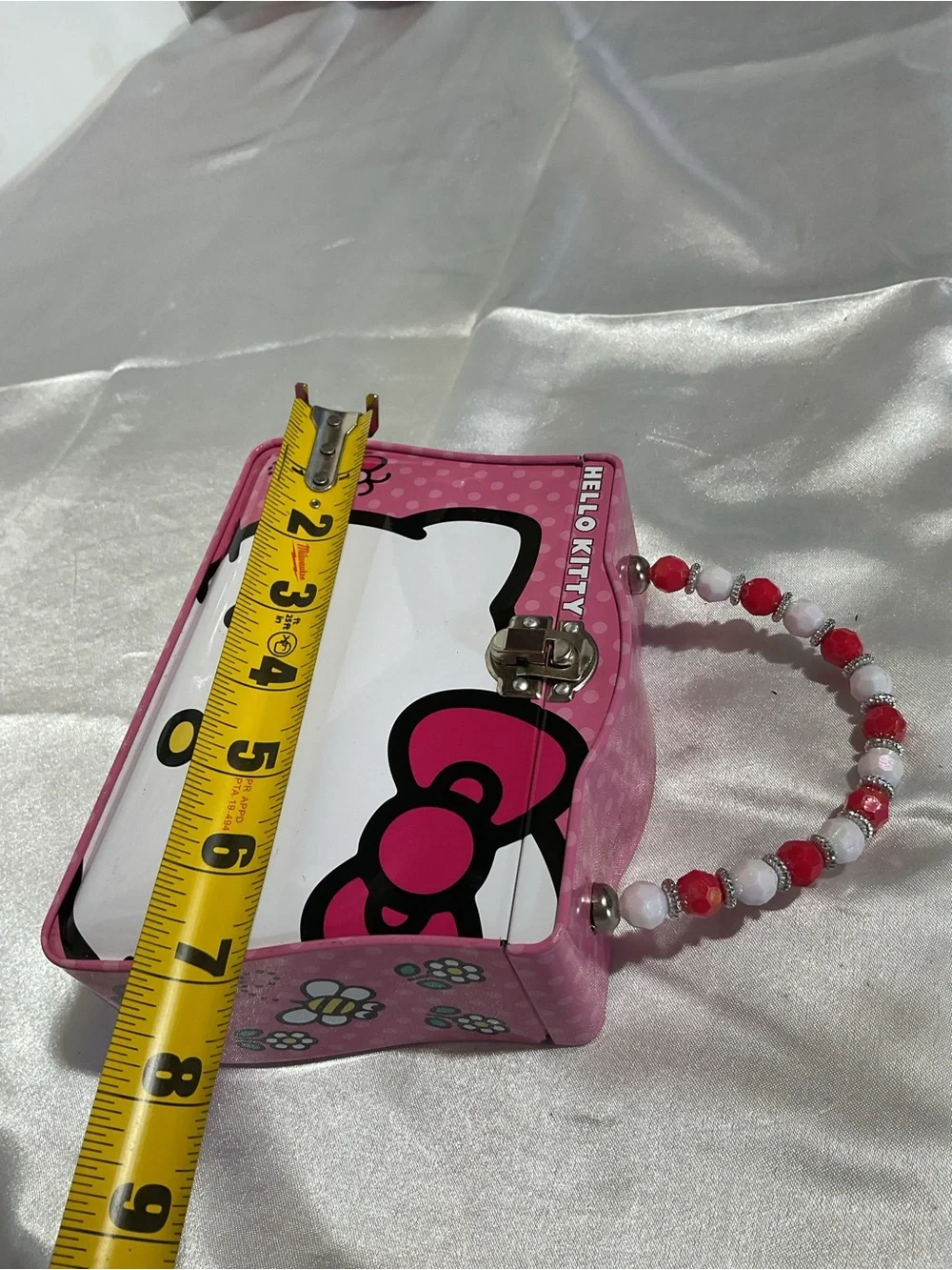 Hello Kitty Pink Tin Purse with Beaded Handle